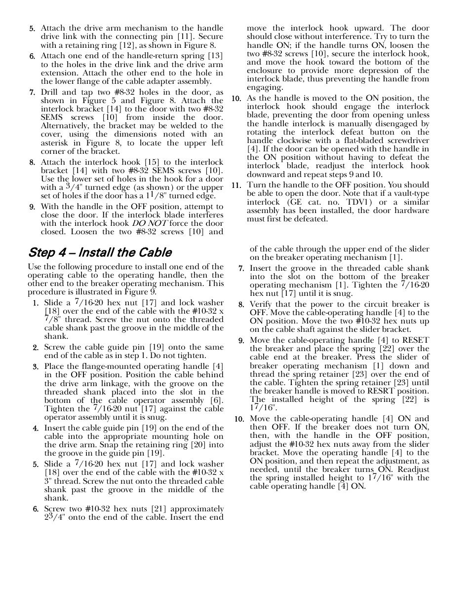 Step 4 – install the cable | GE Industrial Solutions Record Plus Cable Operating Mechanism: FC100, FE250 User Manual | Page 6 / 8