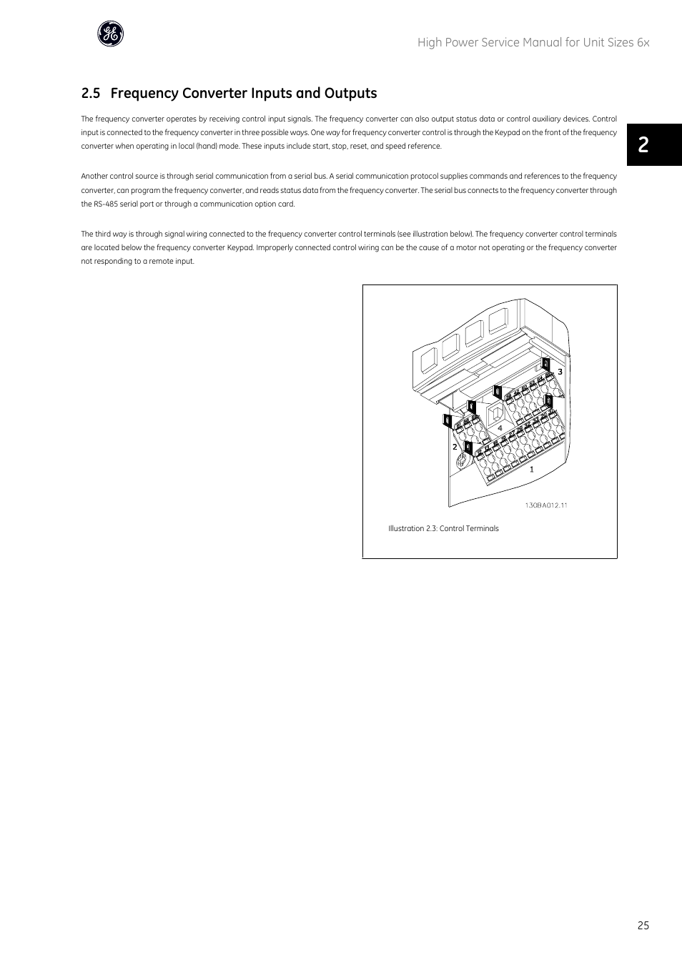 5 frequency converter inputs and outputs | GE Industrial Solutions AF-600 FP High Power Unit Sizes 6x User Manual | Page 26 / 138