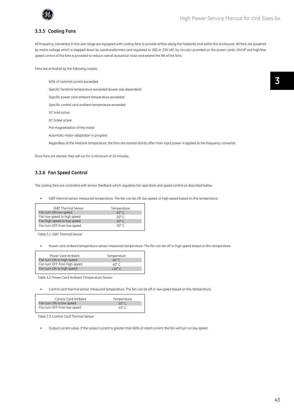 High power service manual for unit sizes 6x, 5 cooling fans, 6 fan speed control | GE Industrial Solutions AF-600 FP High Power Unit Sizes 6x User Manual | Page 44 / 138