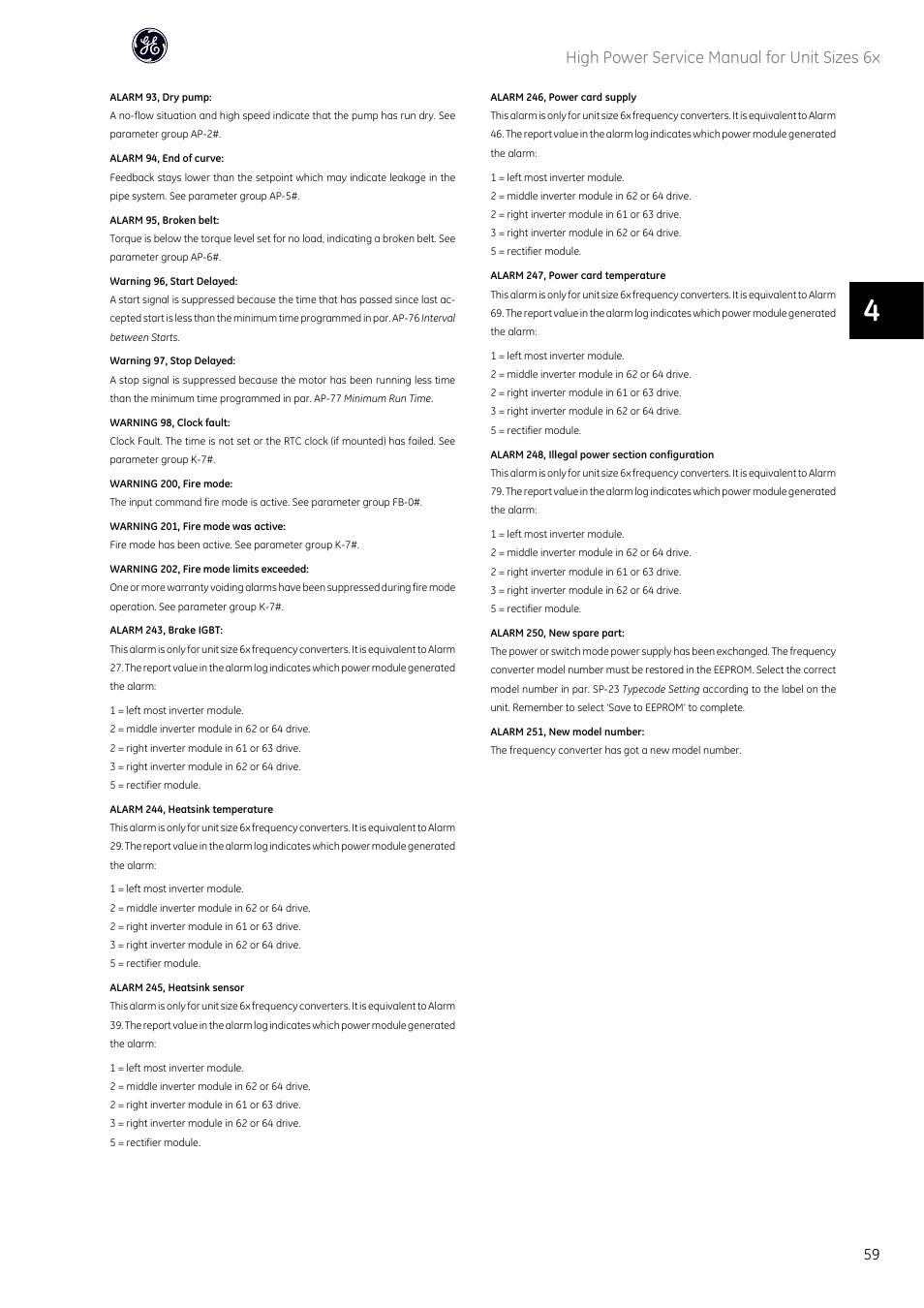 High power service manual for unit sizes 6x | GE Industrial Solutions AF-600 FP High Power Unit Sizes 6x User Manual | Page 60 / 138