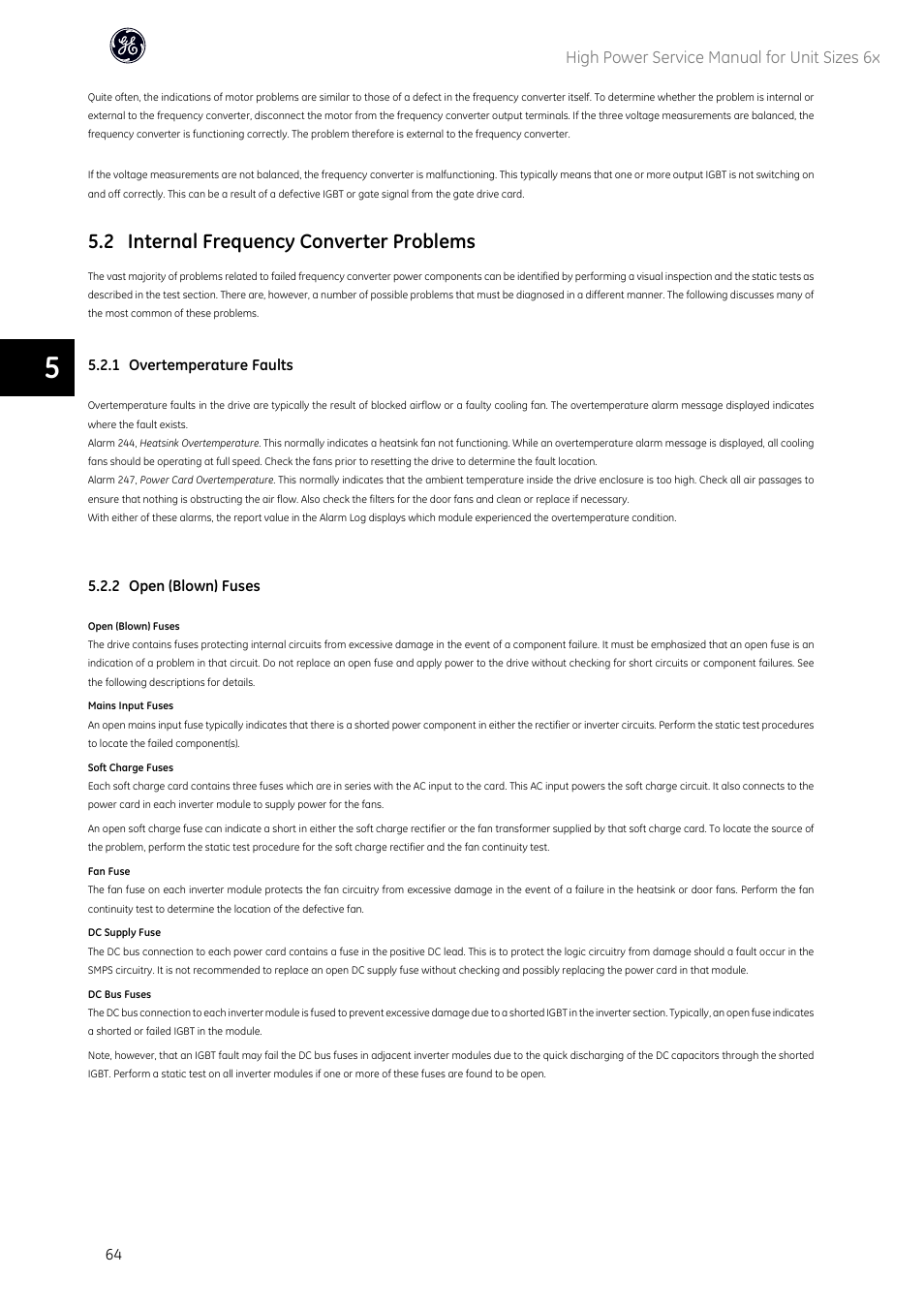 2 internal frequency converter problems | GE Industrial Solutions AF-600 FP High Power Unit Sizes 6x User Manual | Page 65 / 138