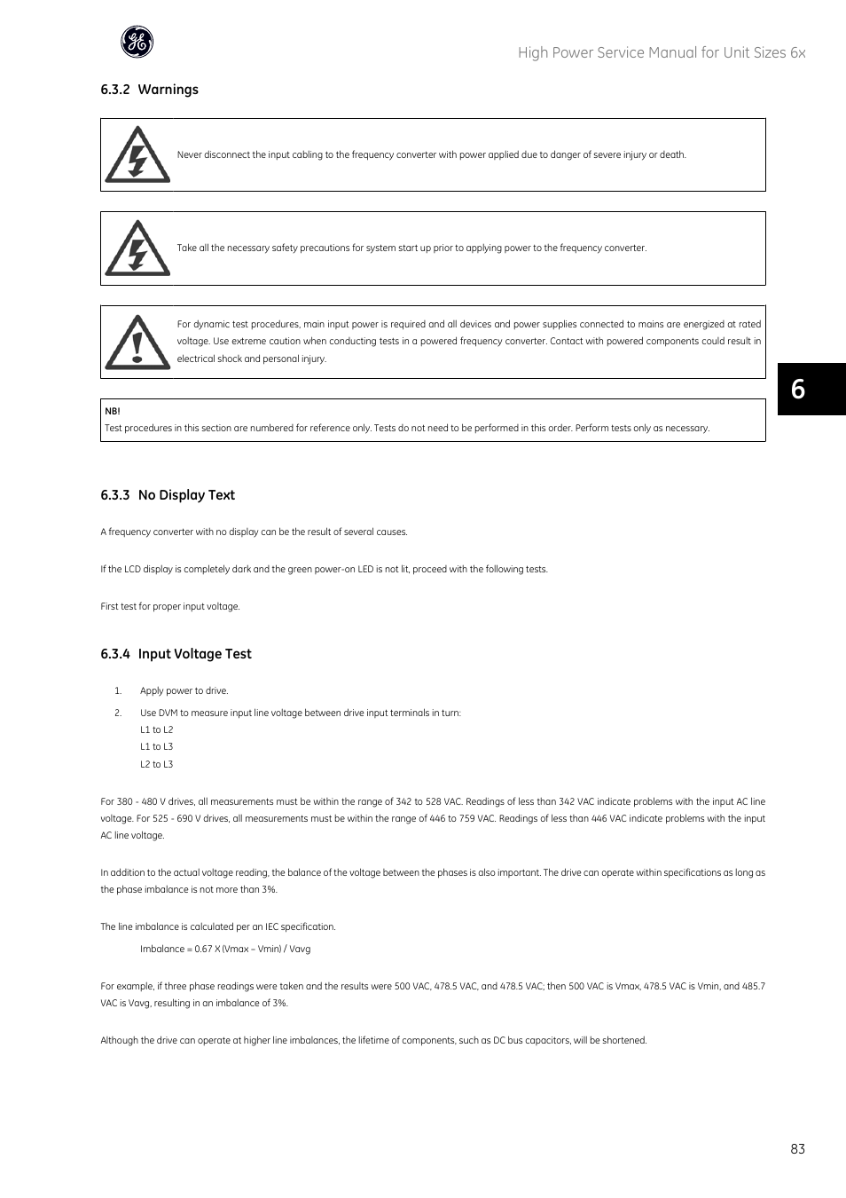 High power service manual for unit sizes 6x | GE Industrial Solutions AF-600 FP High Power Unit Sizes 6x User Manual | Page 84 / 138