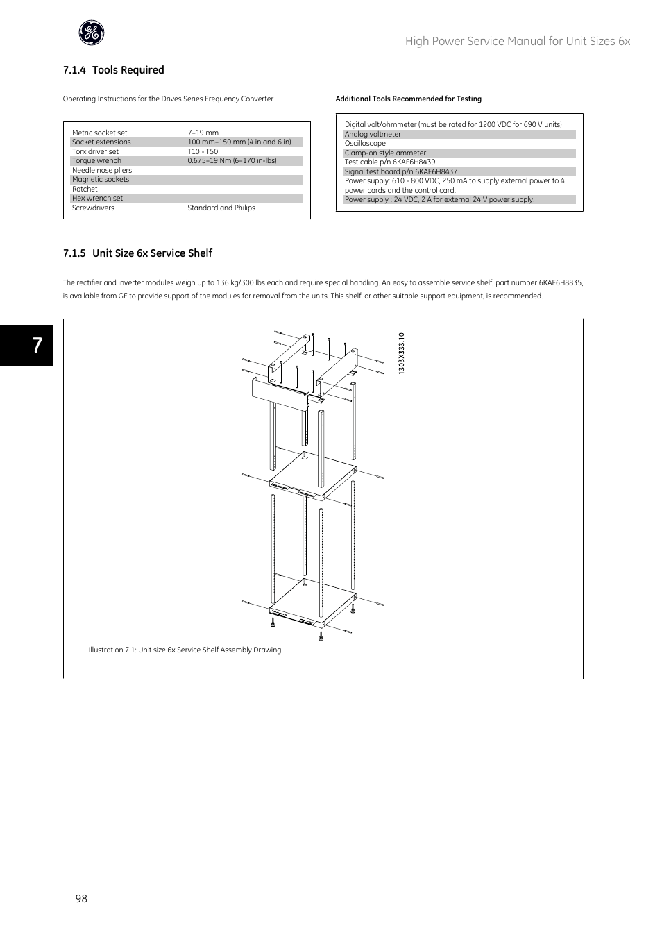 High power service manual for unit sizes 6x | GE Industrial Solutions AF-600 FP High Power Unit Sizes 6x User Manual | Page 99 / 138