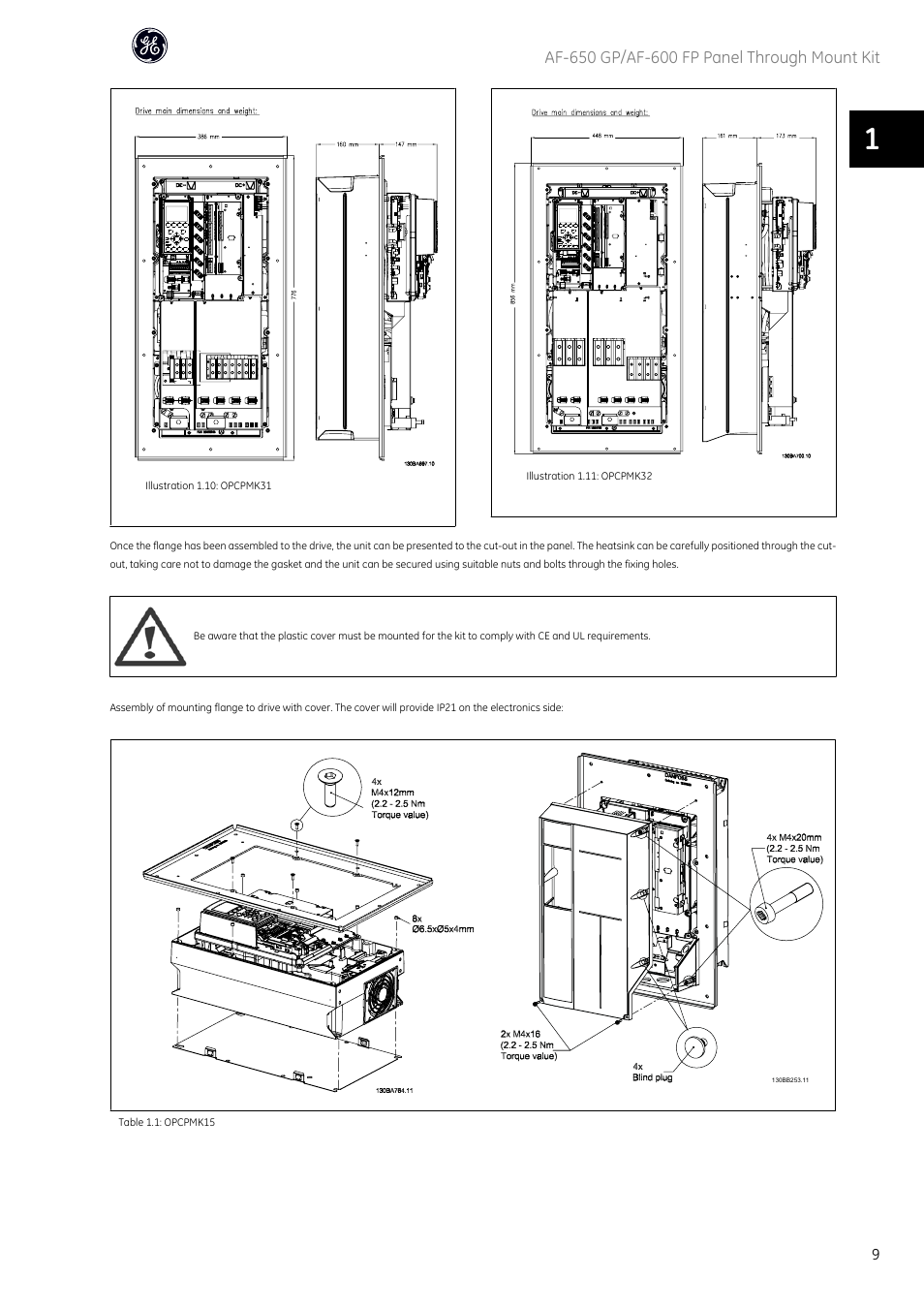 GE Industrial Solutions AF-600 FP Panel Through Mount Kit User Manual | Page 10 / 12