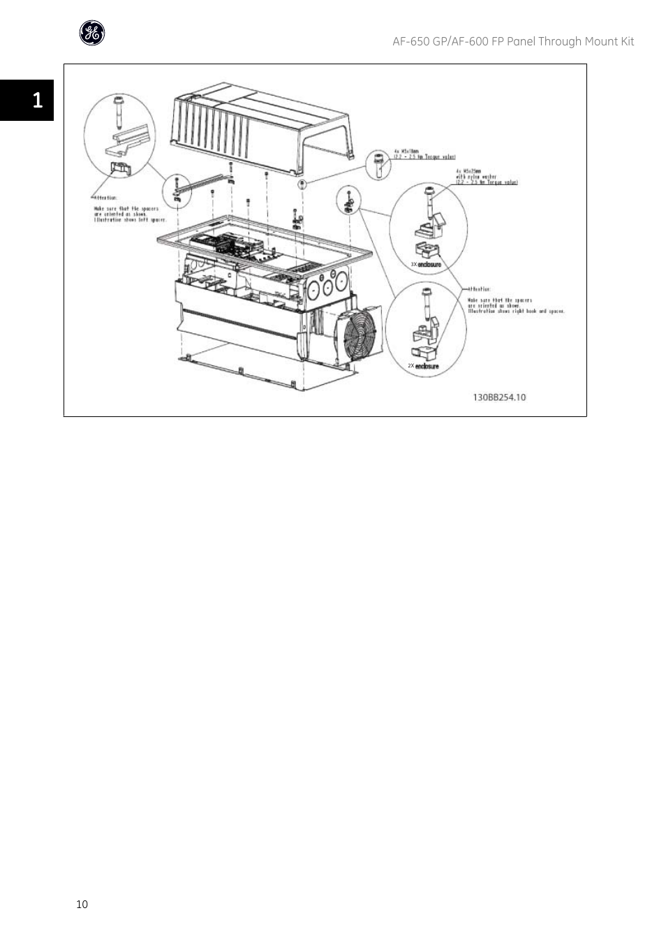 GE Industrial Solutions AF-600 FP Panel Through Mount Kit User Manual | Page 11 / 12