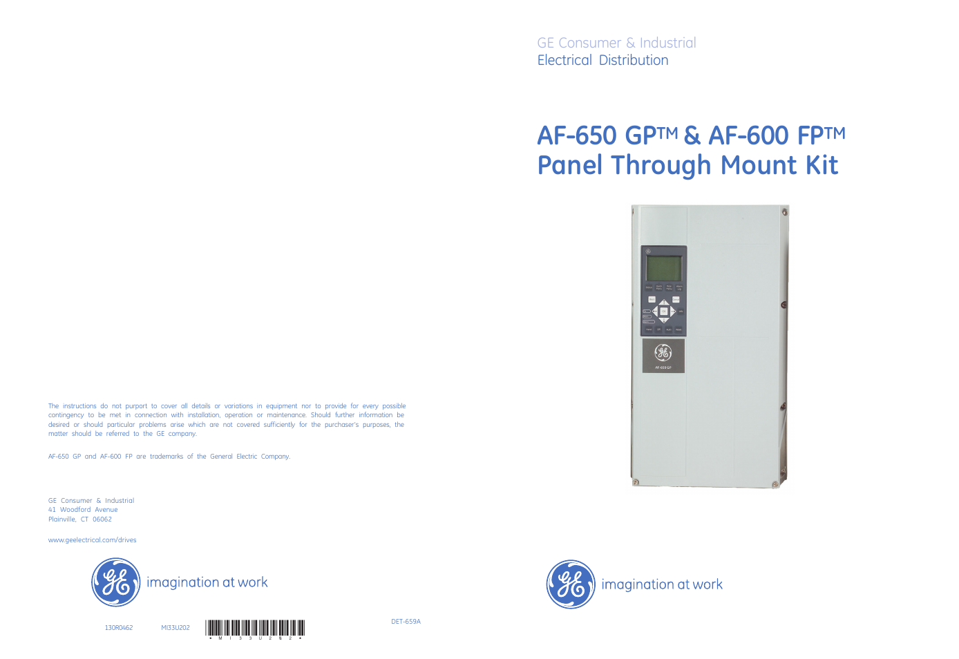 Af-650 gp, Af-600 fp, Panel through mount kit | GE Industrial Solutions AF-600 FP Panel Through Mount Kit User Manual | Page 12 / 12
