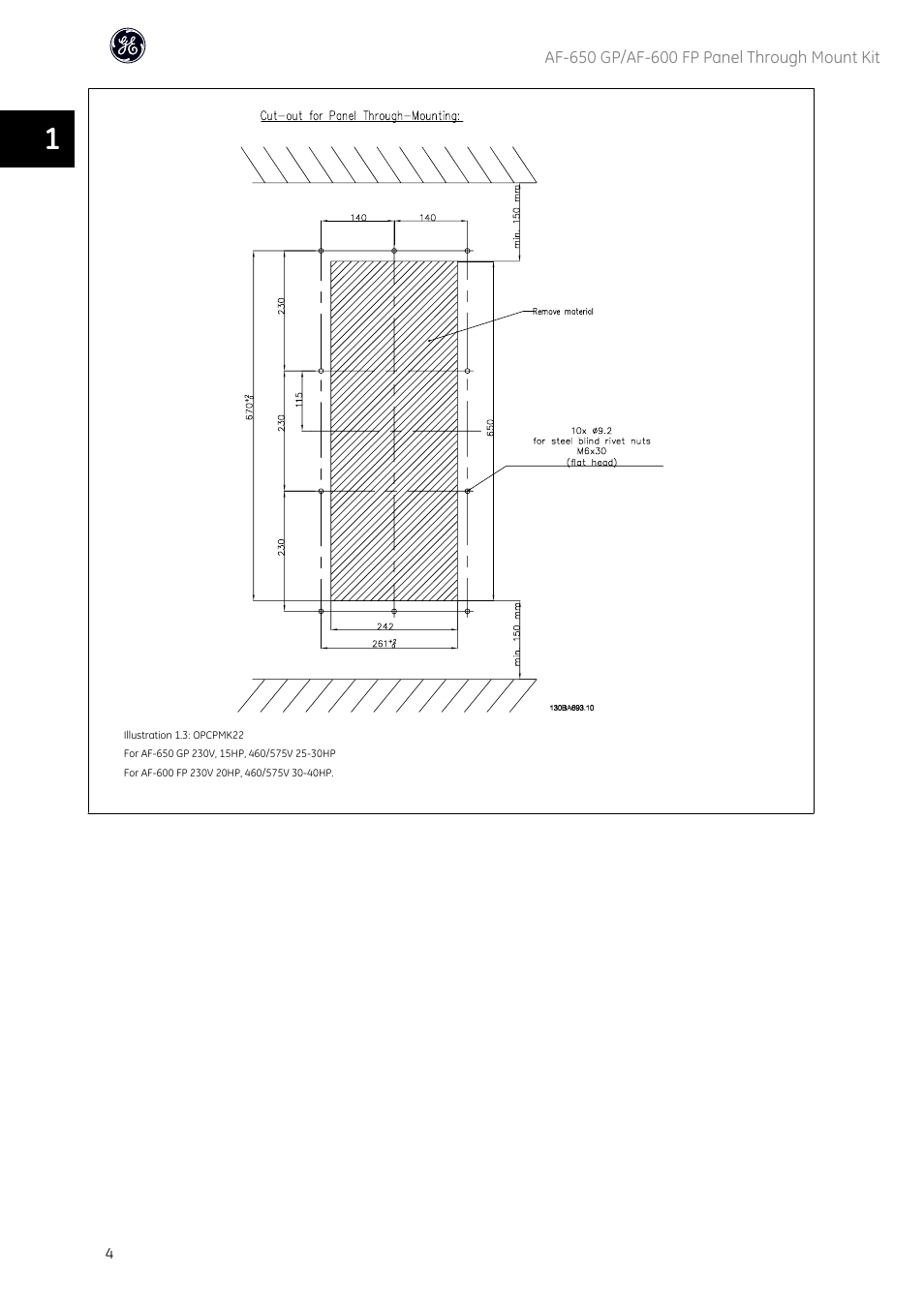 GE Industrial Solutions AF-600 FP Panel Through Mount Kit User Manual | Page 5 / 12