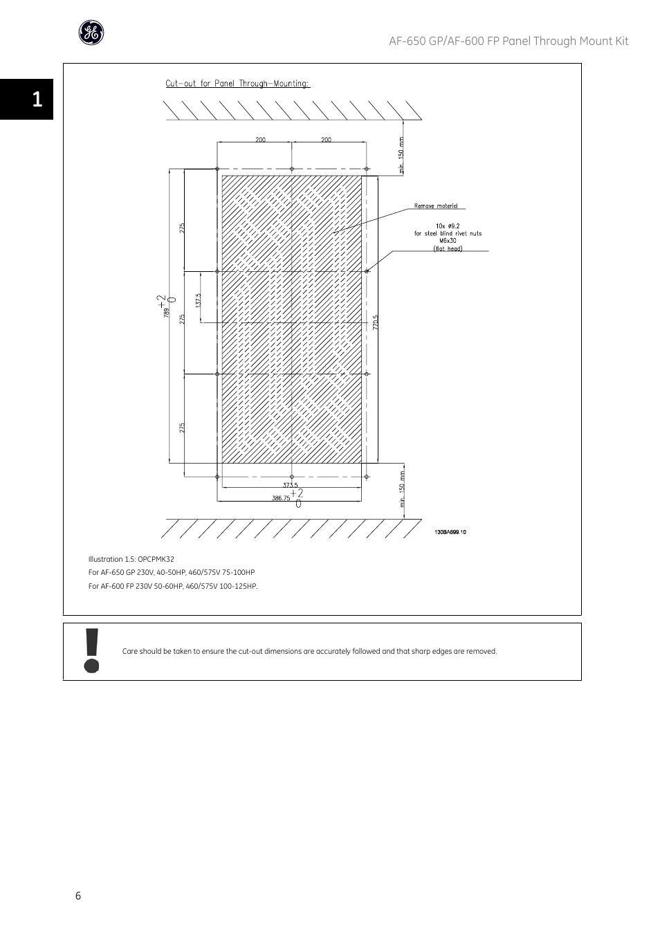 GE Industrial Solutions AF-600 FP Panel Through Mount Kit User Manual | Page 7 / 12
