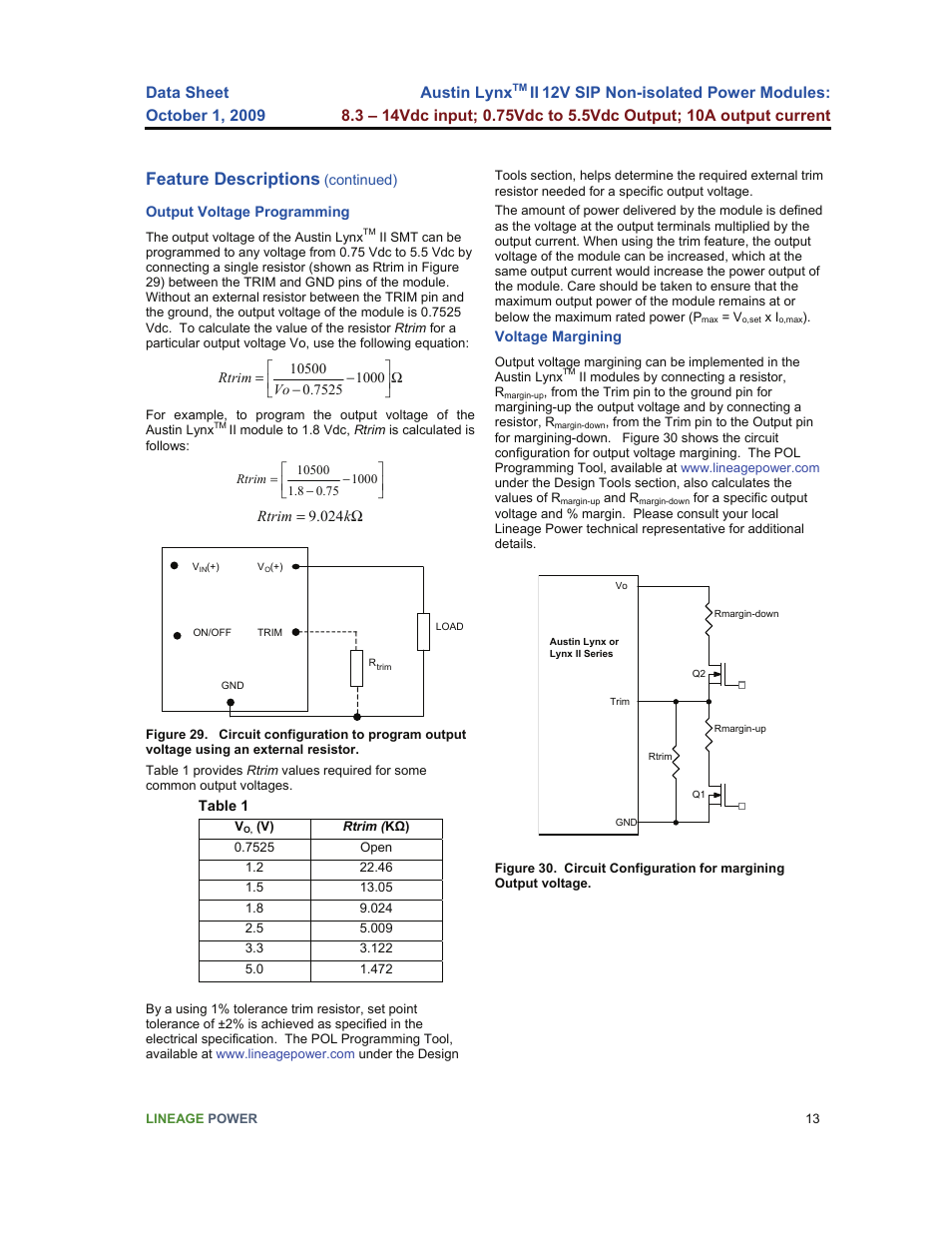 Feature descriptions | GE Industrial Solutions Austin Lynx II 12V SIP User Manual | Page 13 / 19