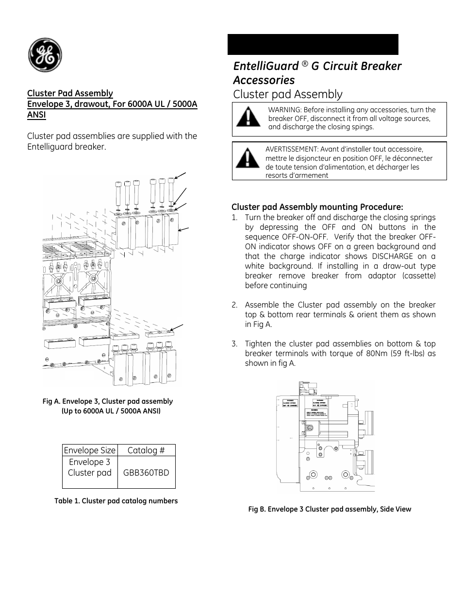 GE Industrial Solutions EntelliGuard G Envelope 3, drawout, For 6000A UL _ 5000A ANSI User Manual | 2 pages