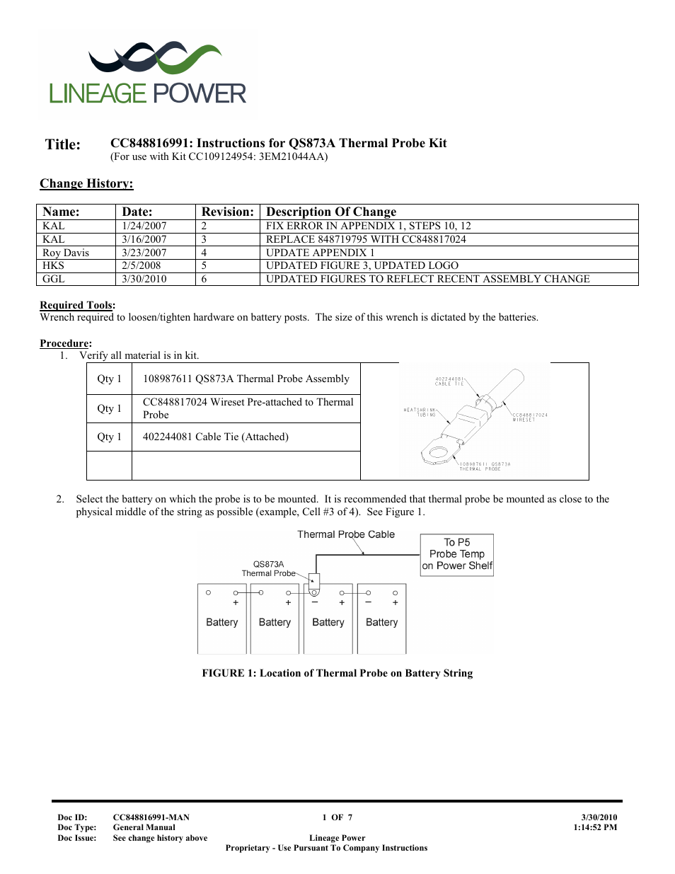 GE Industrial Solutions QS873A Thermal Probe Expansion Kit User Manual | 7 pages