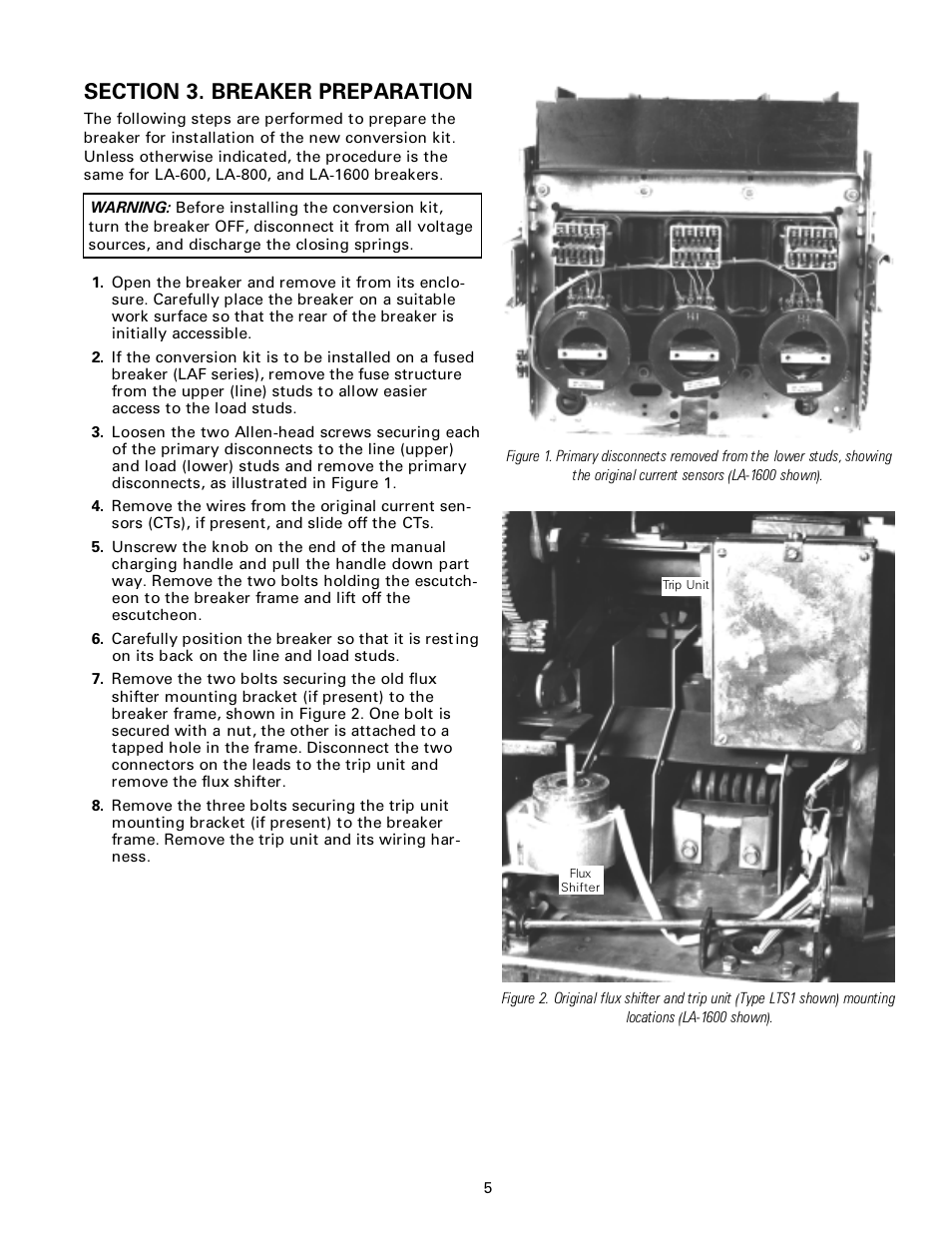 GE Industrial Solutions ProTrip Conversion Kits LA-600, LA-800, and LA-1600 User Manual | Page 5 / 16