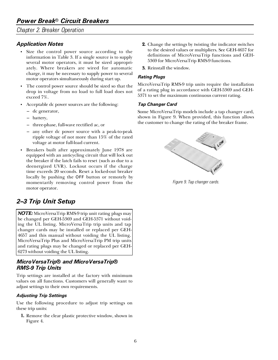 Power break, Circuit breakers chapter 2. breaker operation, 2–3 trip unit setup | GE Industrial Solutions Power Break I 800-2000 Frames 240-600 VAC User Manual | Page 12 / 28