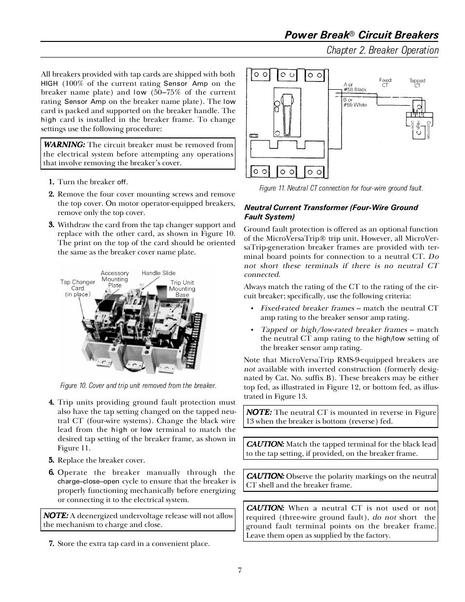 Power break, Circuit breakers chapter 2. breaker operation | GE Industrial Solutions Power Break I 800-2000 Frames 240-600 VAC User Manual | Page 13 / 28