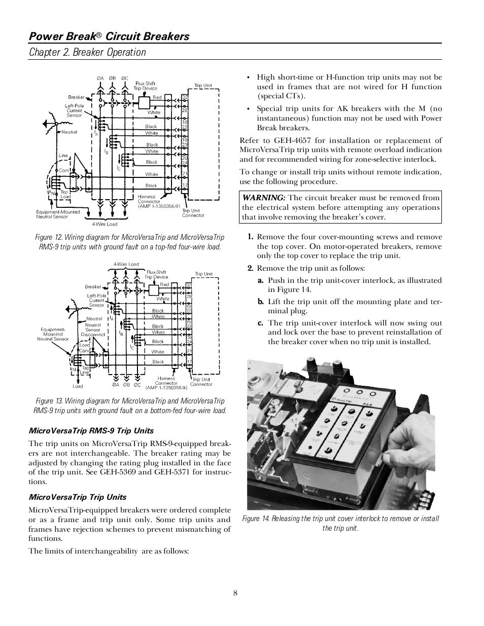 Power break, Circuit breakers chapter 2. breaker operation | GE Industrial Solutions Power Break I 800-2000 Frames 240-600 VAC User Manual | Page 14 / 28