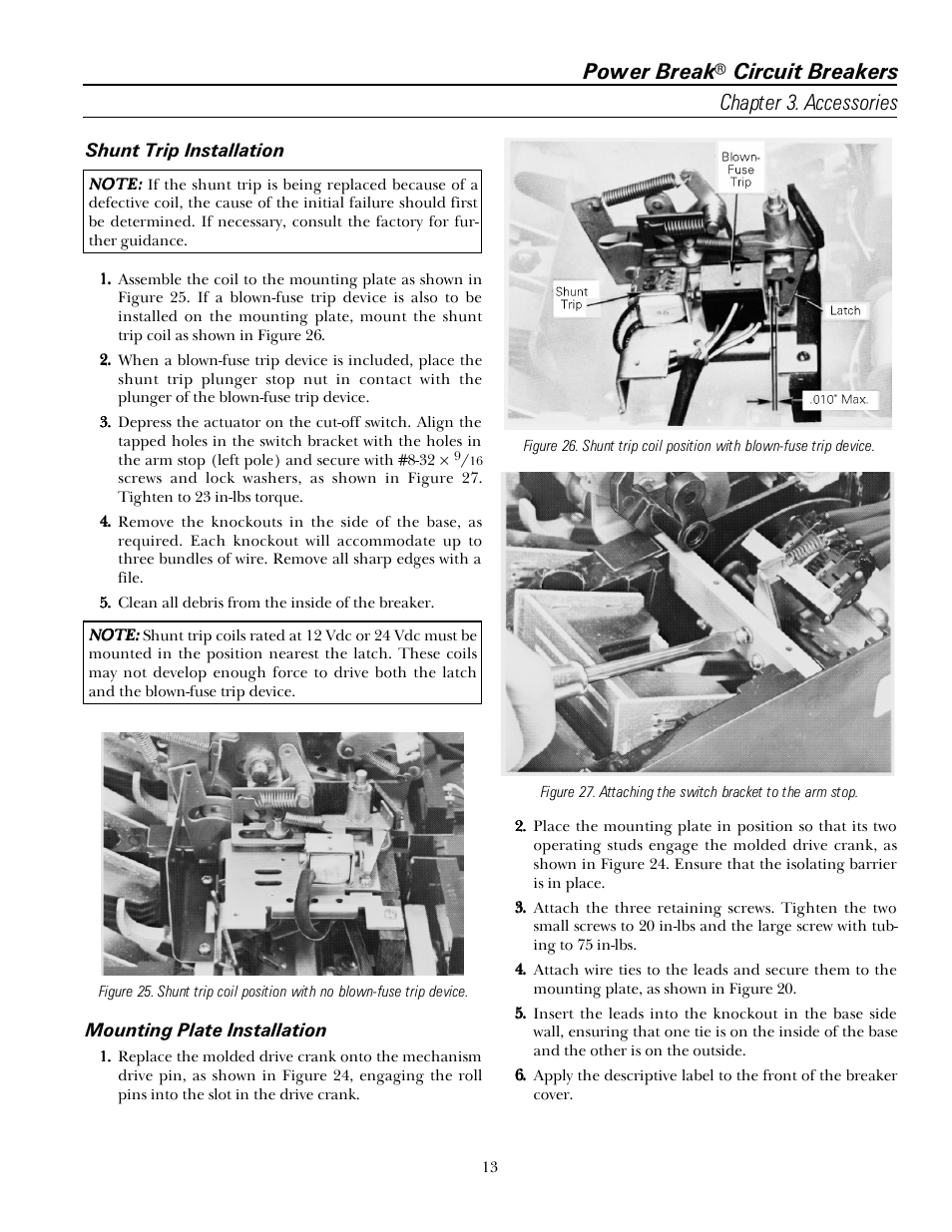 Power break, Circuit breakers chapter 3. accessories | GE Industrial Solutions Power Break I 800-2000 Frames 240-600 VAC User Manual | Page 19 / 28