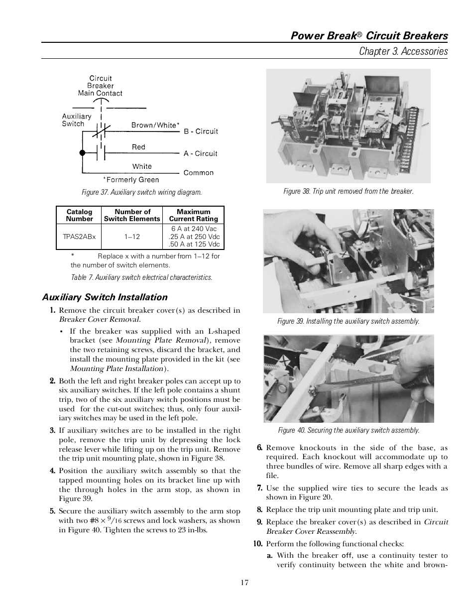 Power break, Circuit breakers chapter 3. accessories | GE Industrial Solutions Power Break I 800-2000 Frames 240-600 VAC User Manual | Page 23 / 28