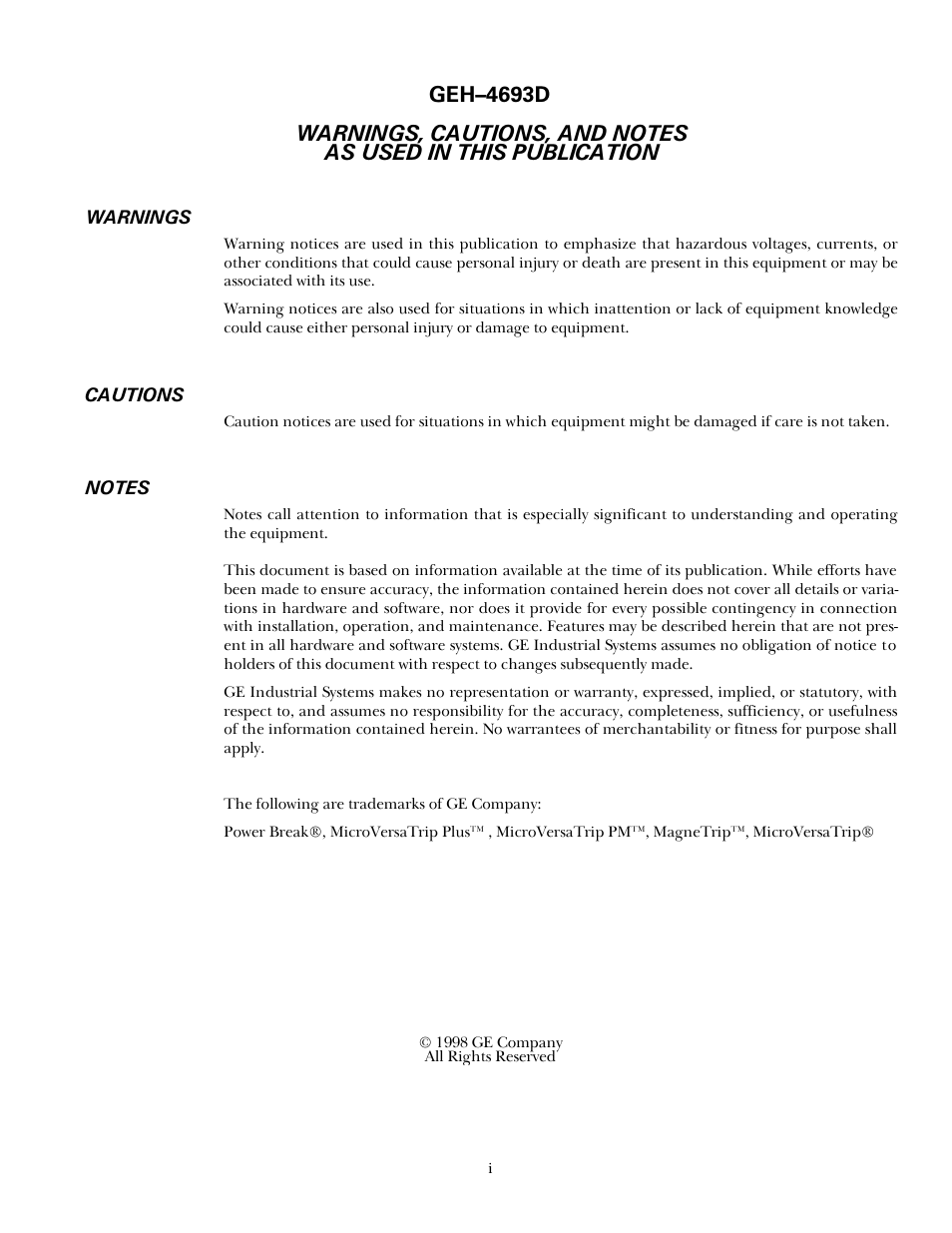 GE Industrial Solutions Power Break I 800-2000 Frames 240-600 VAC User Manual | Page 3 / 28