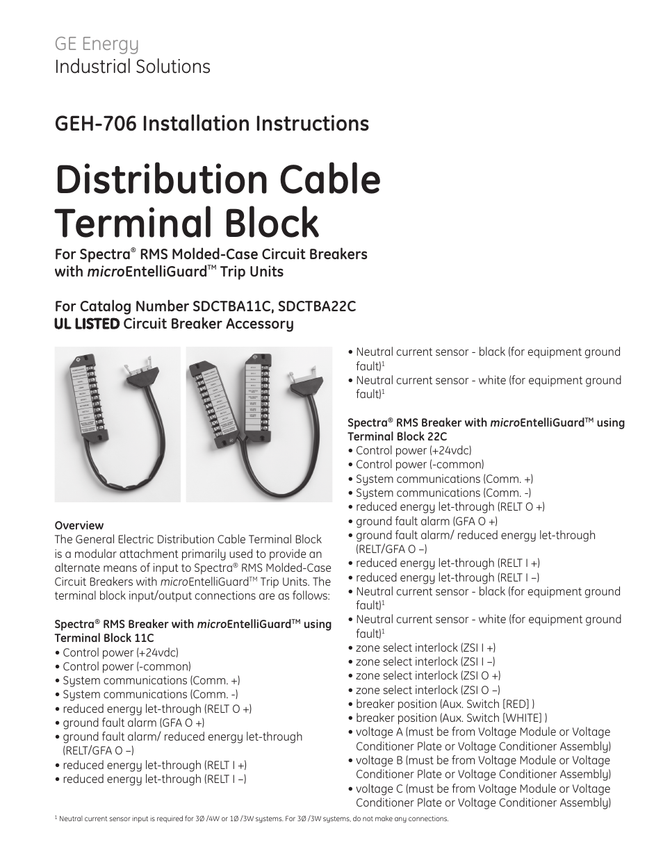 GE Industrial Solutions SDCTBA22C User Manual | 8 pages
