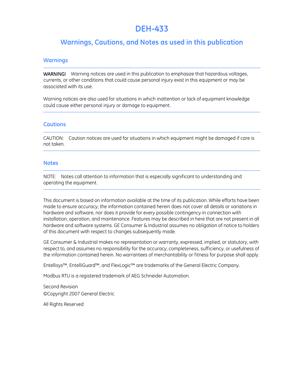 Deh-433 | GE Industrial Solutions Entellisys 4.0 System Test Kit User Manual User Manual | Page 3 / 66