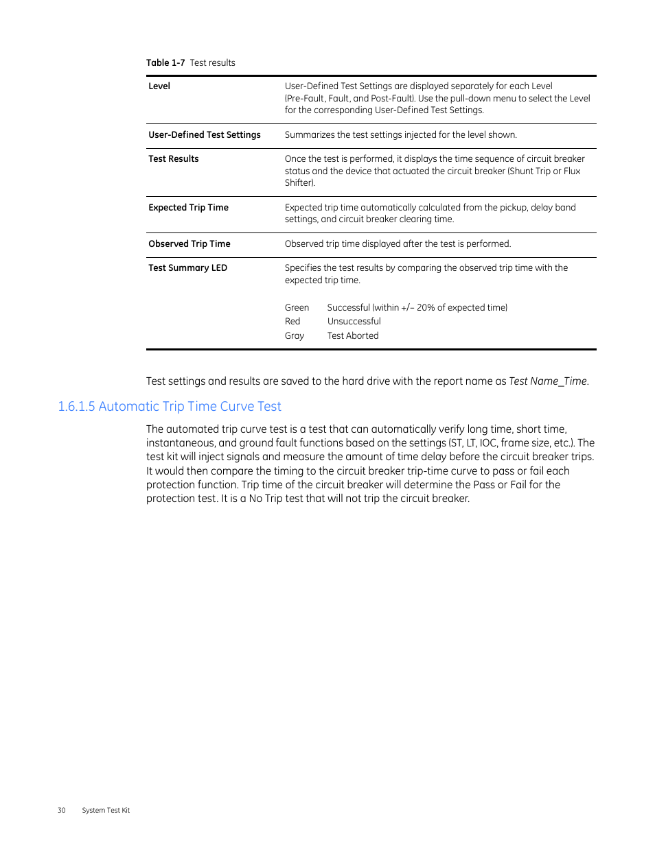 5 automatic trip time curve test | GE Industrial Solutions Entellisys 4.0 System Test Kit User Manual User Manual | Page 30 / 66