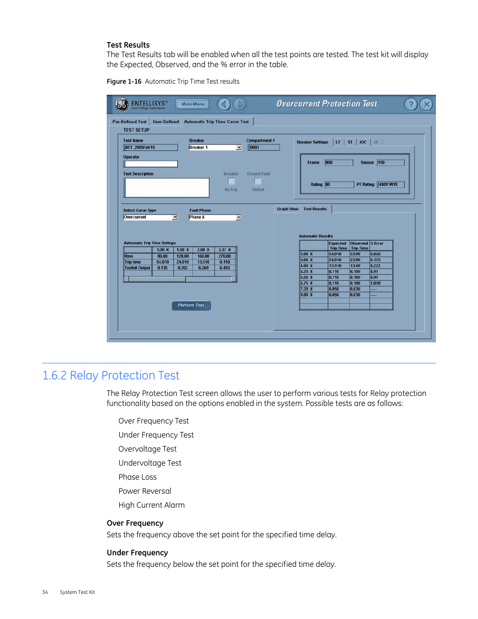 2 relay protection test | GE Industrial Solutions Entellisys 4.0 System Test Kit User Manual User Manual | Page 34 / 66