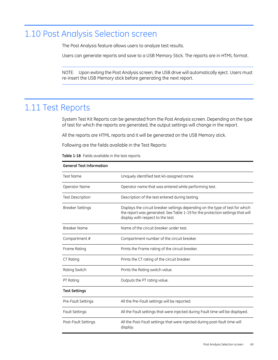 10 post analysis selection screen, 11 test reports | GE Industrial Solutions Entellisys 4.0 System Test Kit User Manual User Manual | Page 49 / 66