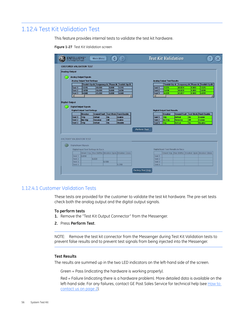 4 test kit validation test, 1 customer validation tests | GE Industrial Solutions Entellisys 4.0 System Test Kit User Manual User Manual | Page 56 / 66