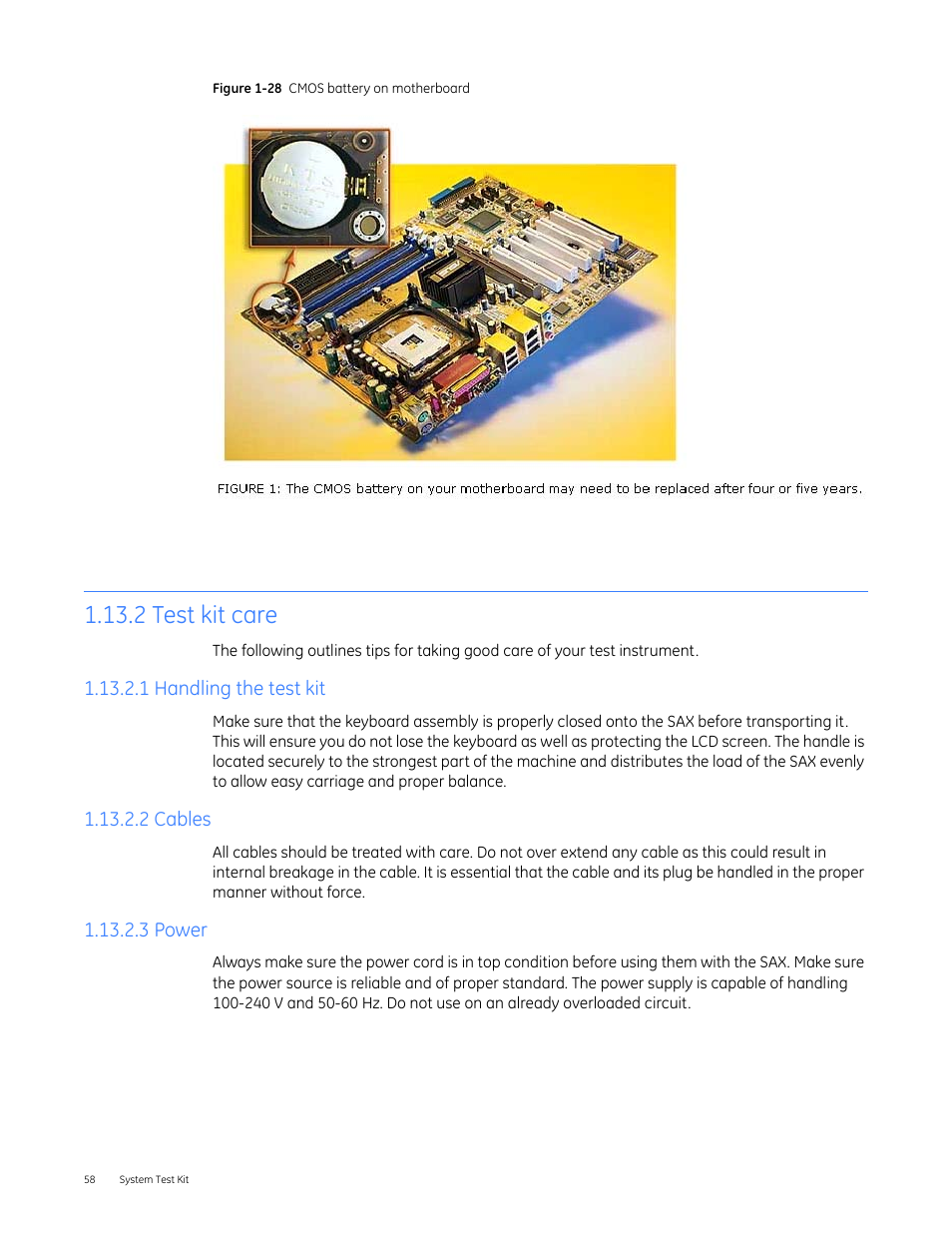 2 test kit care, 1 handling the test kit, 2 cables | 3 power | GE Industrial Solutions Entellisys 4.0 System Test Kit User Manual User Manual | Page 58 / 66