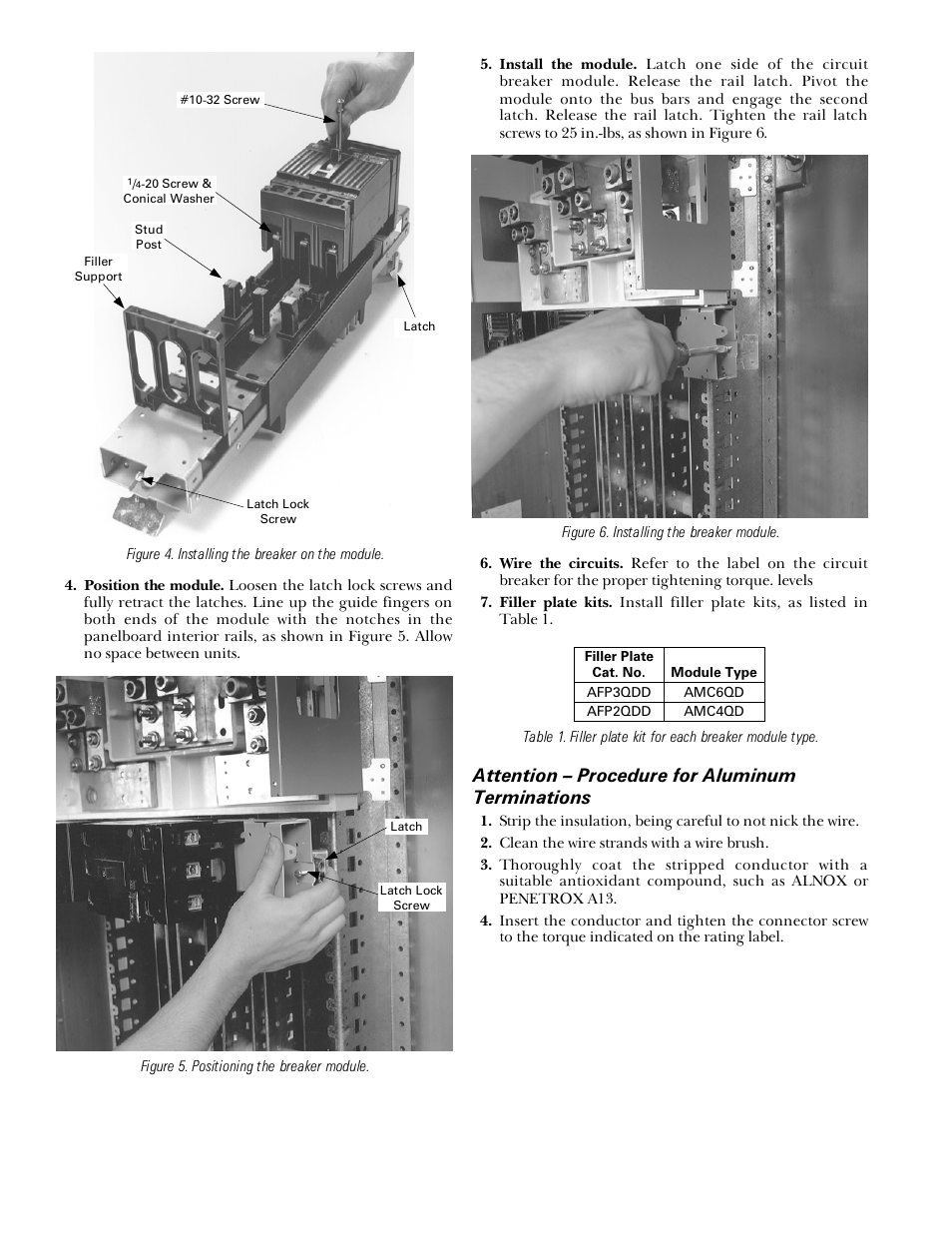 Geh-5643p2, Attention – procedure for aluminum terminations | GE Industrial Solutions Spectra Series Power Panelboards AMC6QD and AMC4QD User Manual | Page 2 / 4