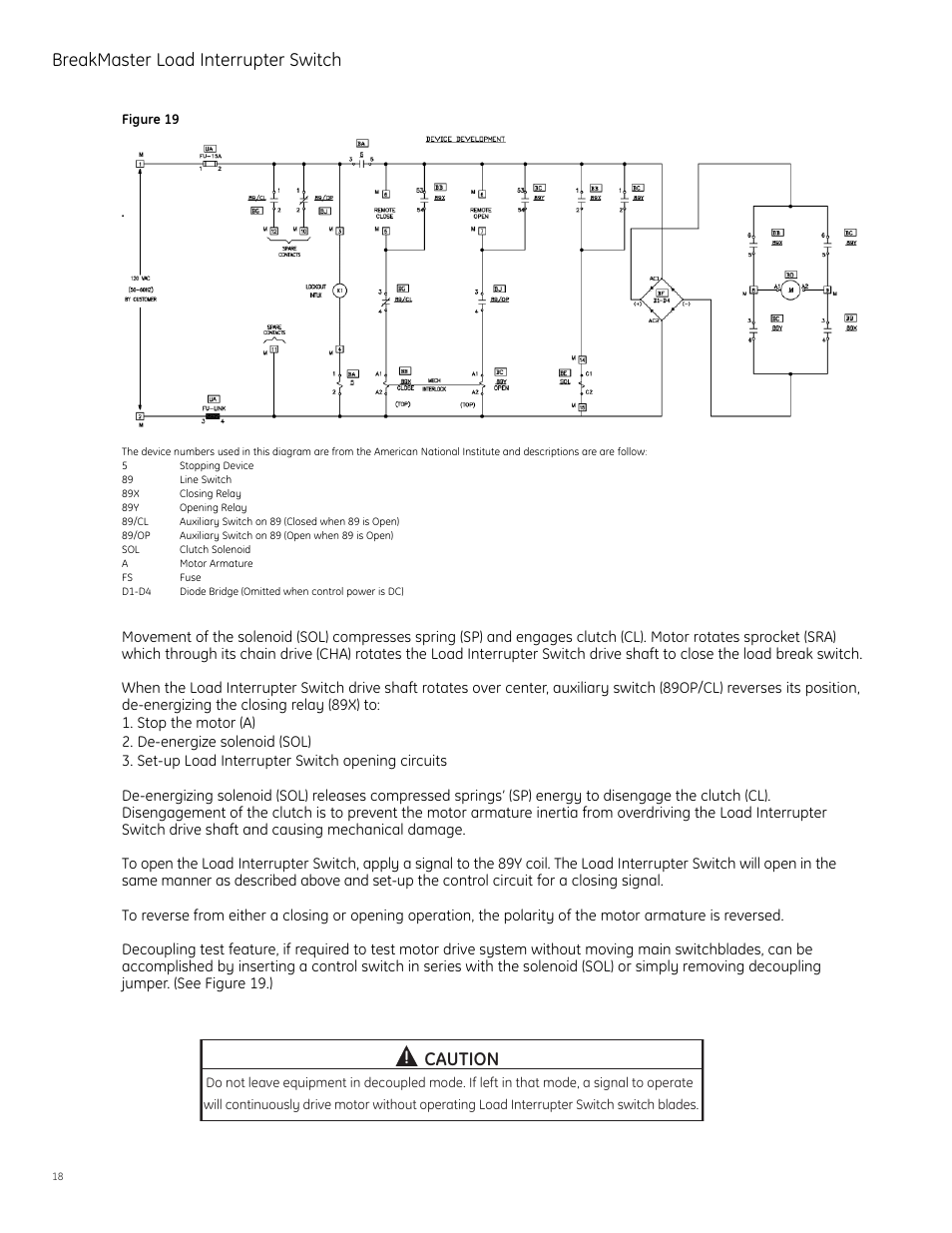 Breakmaster load interrupter switch, Caution | GE Industrial Solutions BreakMaster Load Interrupter Switch User Manual | Page 19 / 29