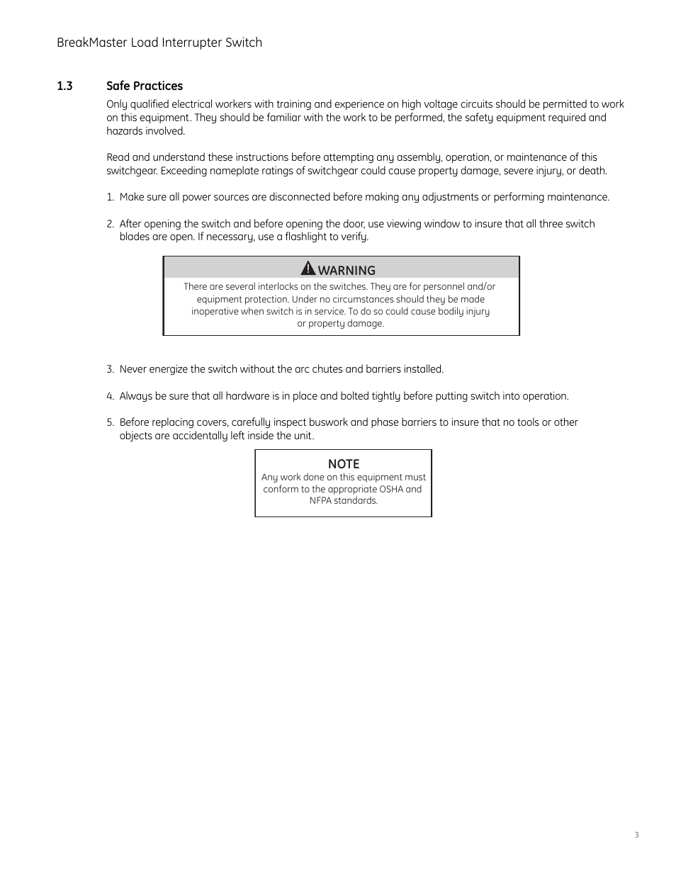 GE Industrial Solutions BreakMaster Load Interrupter Switch User Manual | Page 4 / 29