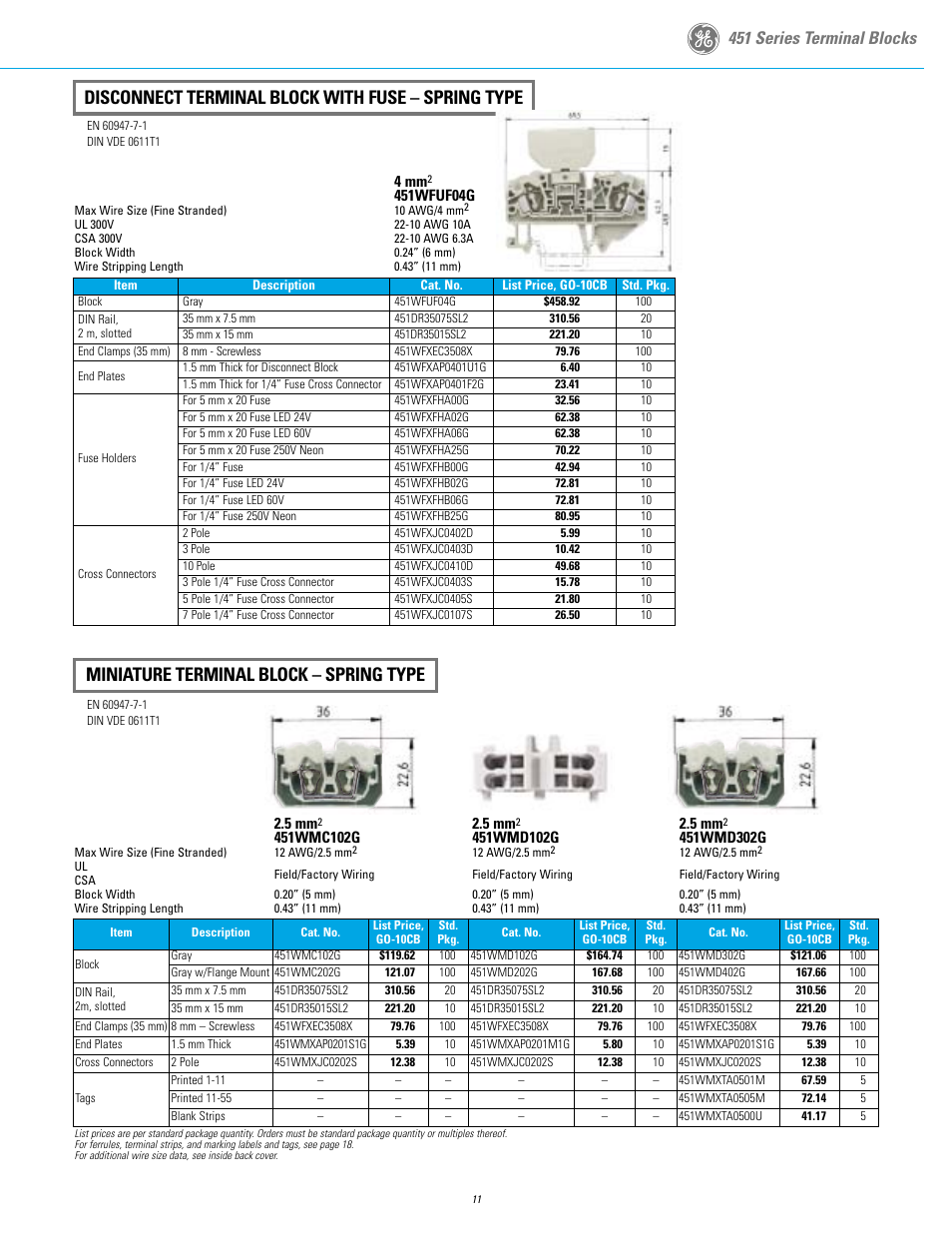451 series terminal blocks | GE Industrial Solutions 451 Series Terminal Blocks User Manual | Page 13 / 24