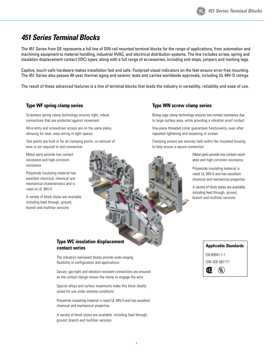 451 series terminal blocks | GE Industrial Solutions 451 Series Terminal Blocks User Manual | Page 3 / 24
