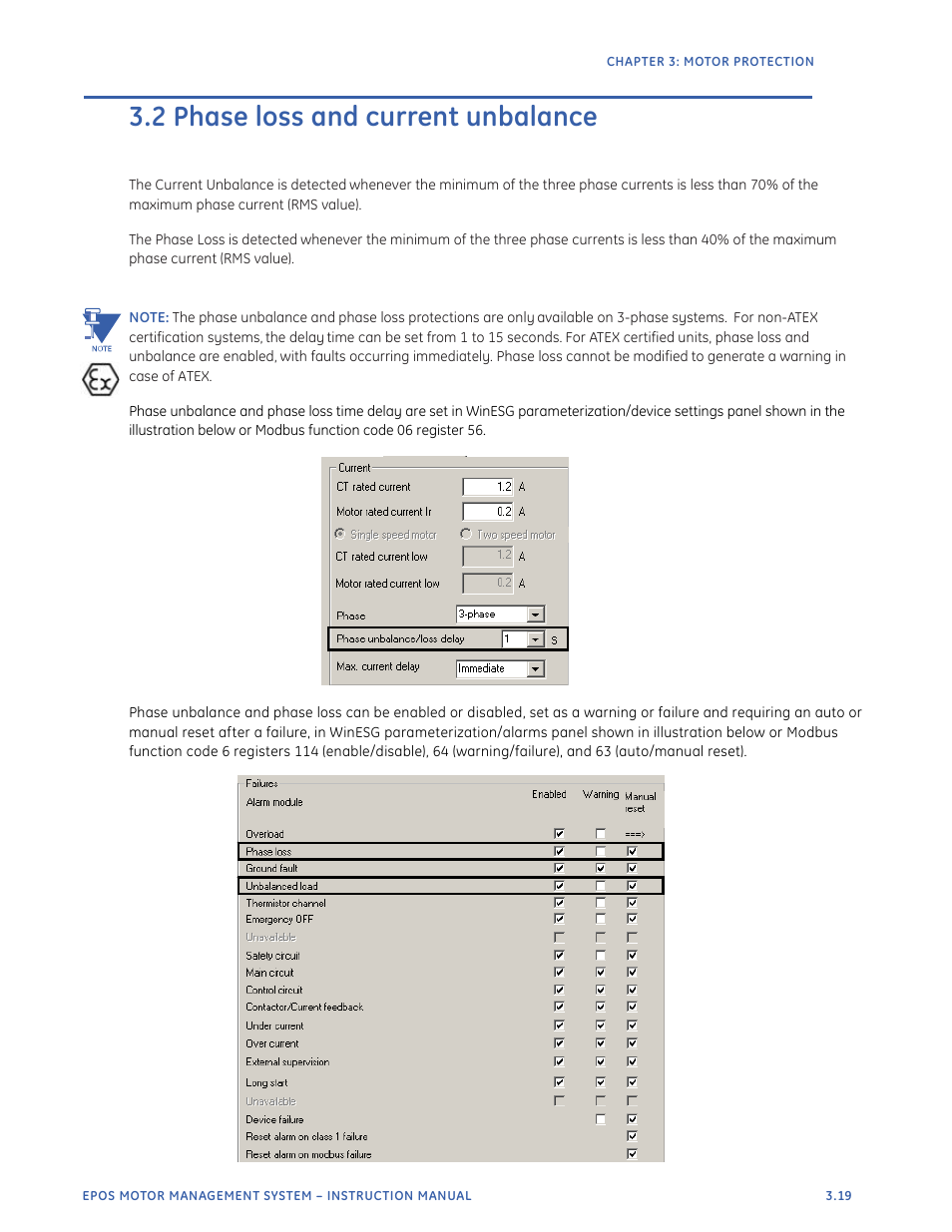 2 phase loss and current unbalance | GE Industrial Solutions EntelliPro ES User Manual | Page 131 / 259
