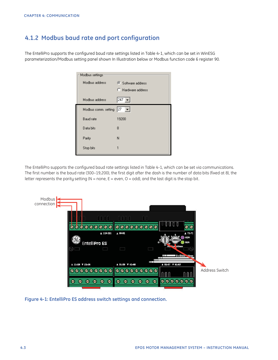2 modbus baud rate and port configuration | GE Industrial Solutions EntelliPro ES User Manual | Page 140 / 259