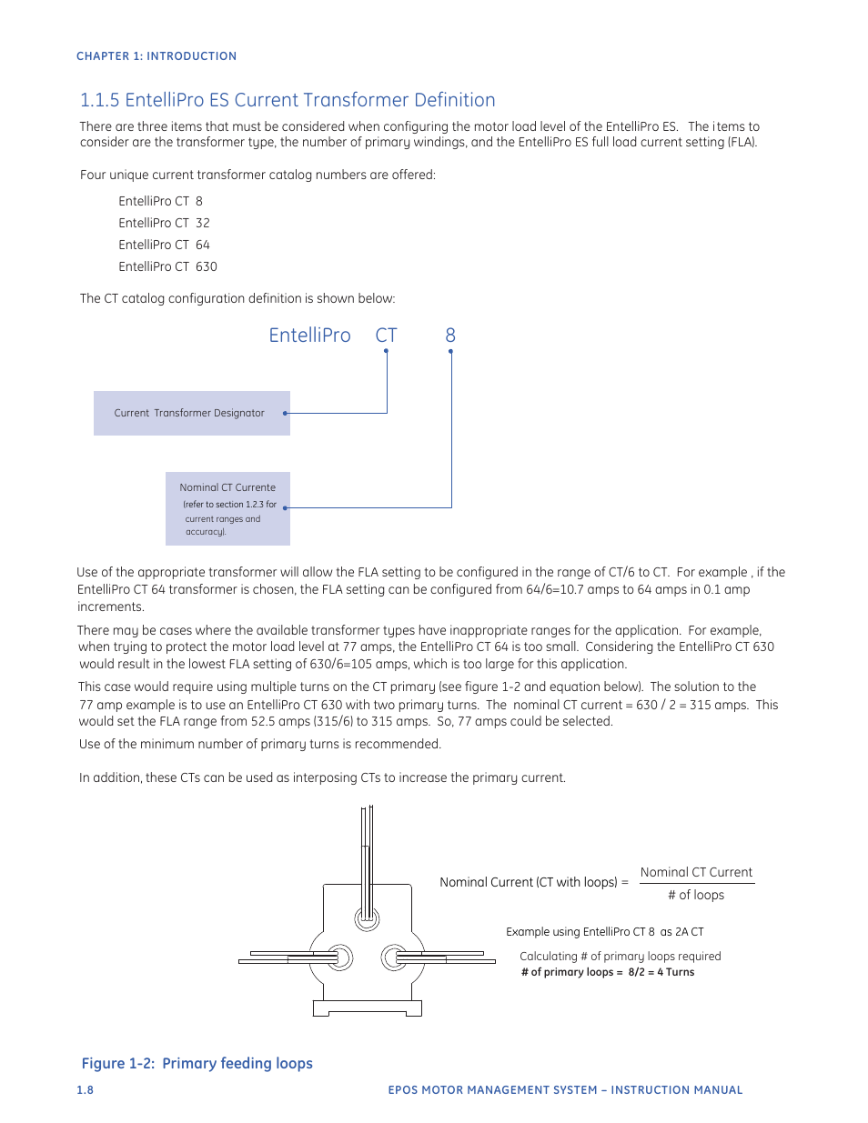 Entellipr o ct, 5 entellipro es current transformer definition | GE Industrial Solutions EntelliPro ES User Manual | Page 16 / 259