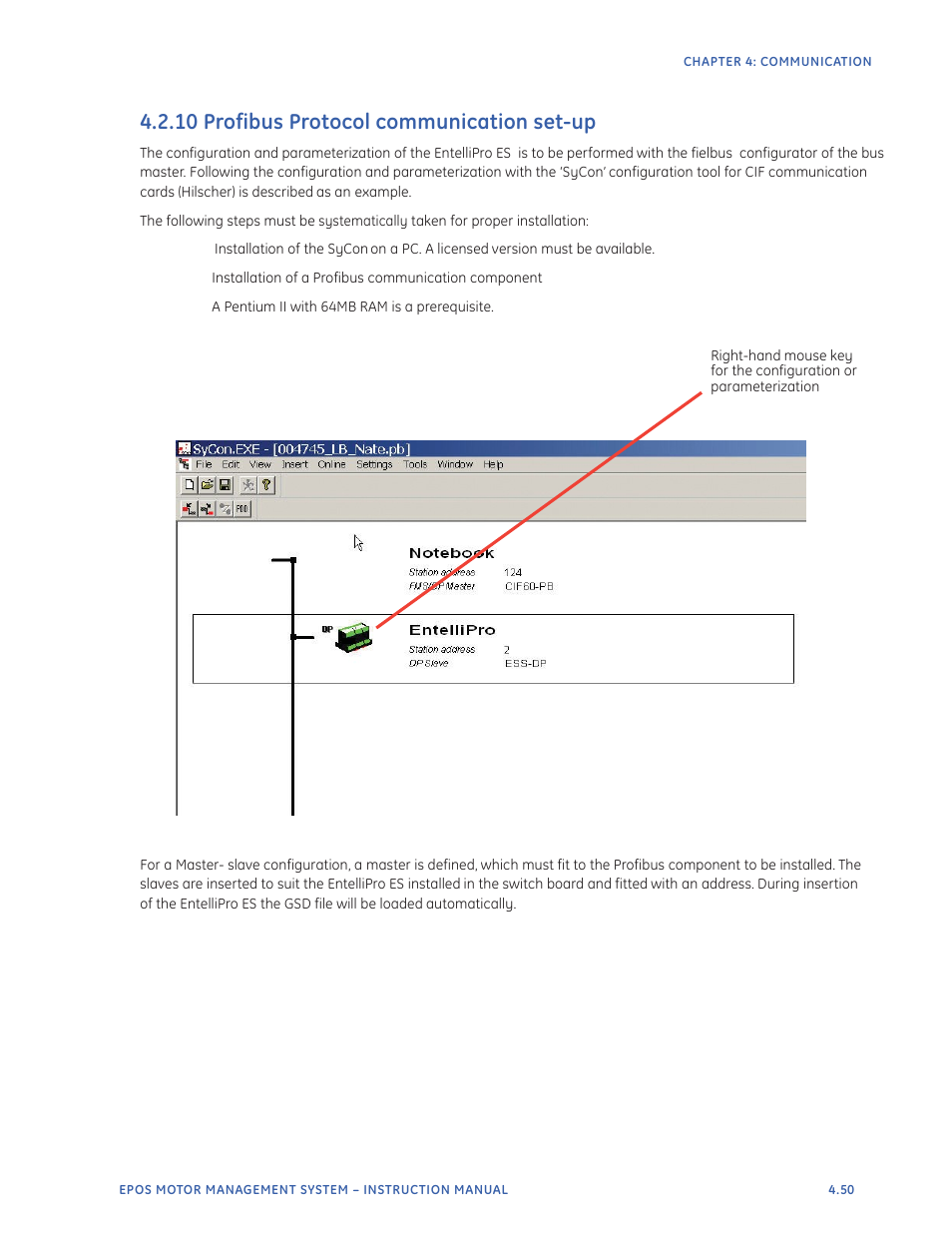 10 profibus protocol communication set-up | GE Industrial Solutions EntelliPro ES User Manual | Page 187 / 259