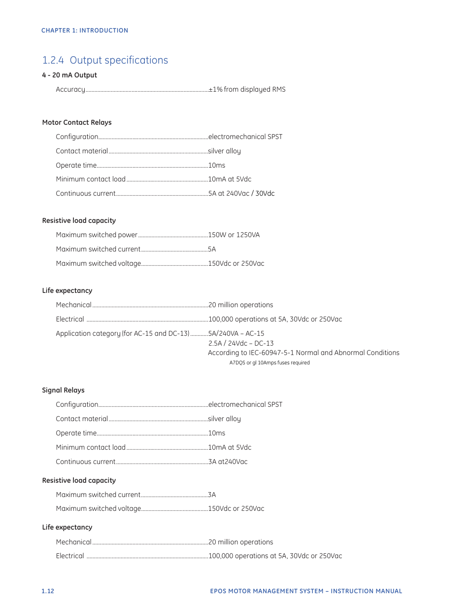 4 output specifications | GE Industrial Solutions EntelliPro ES User Manual | Page 20 / 259