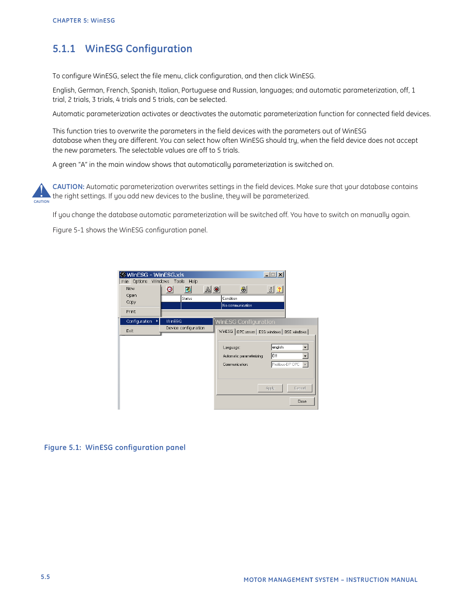 1 winesg configuration | GE Industrial Solutions EntelliPro ES User Manual | Page 201 / 259