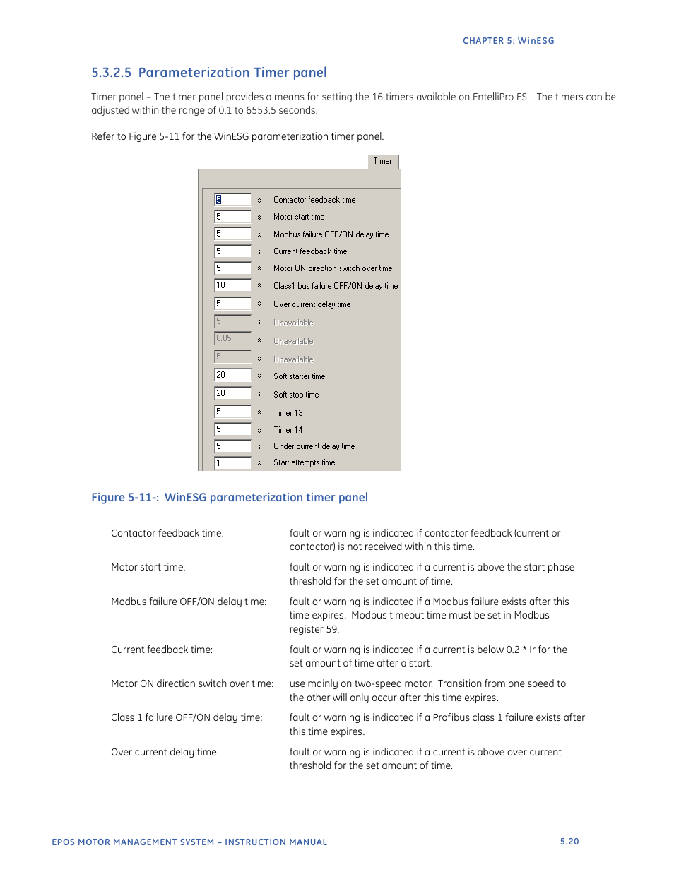 5 parameterization timer panel | GE Industrial Solutions EntelliPro ES User Manual | Page 216 / 259