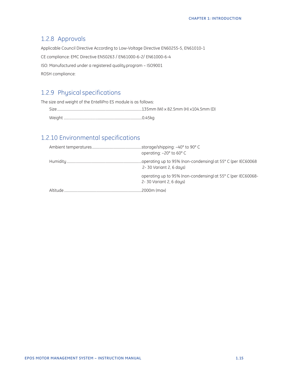 8 approvals, 9 physical specifications, 10 environmental specifications | GE Industrial Solutions EntelliPro ES User Manual | Page 23 / 259