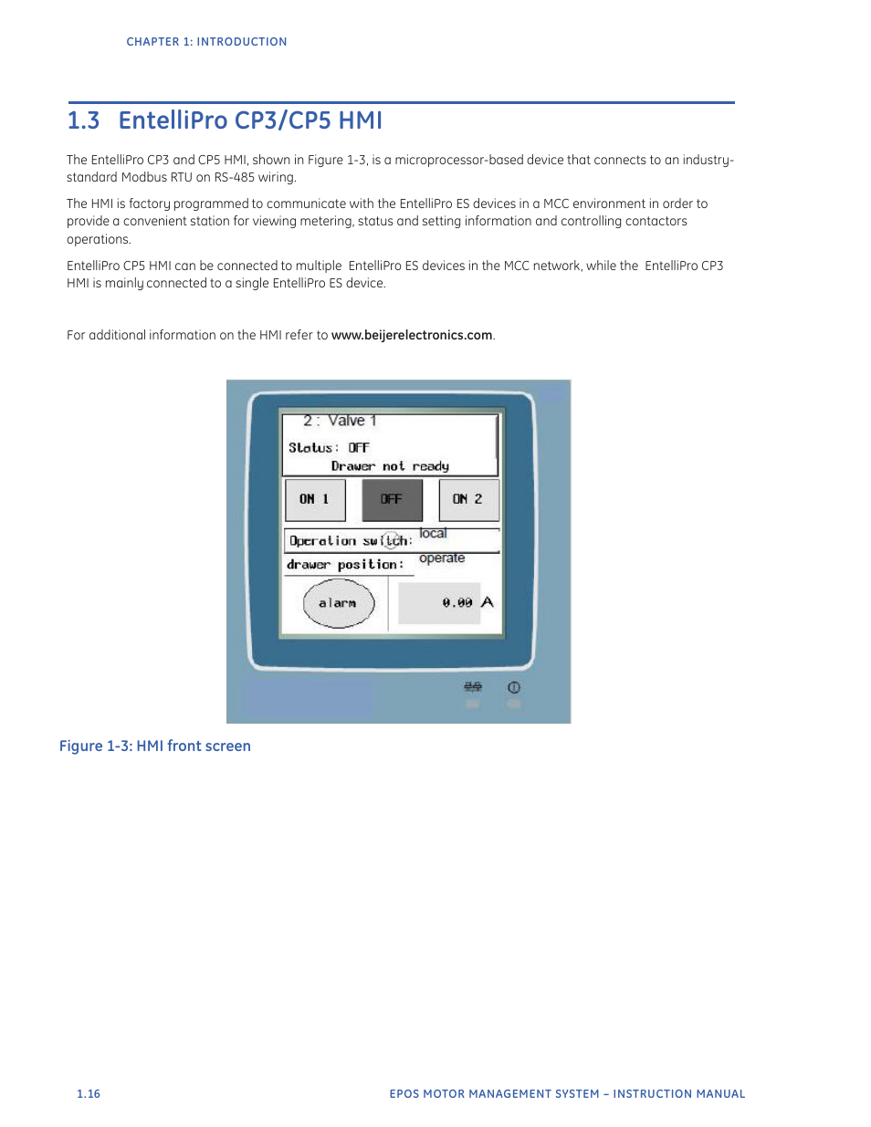 3 entellipro cp3/cp5 hmi | GE Industrial Solutions EntelliPro ES User Manual | Page 24 / 259