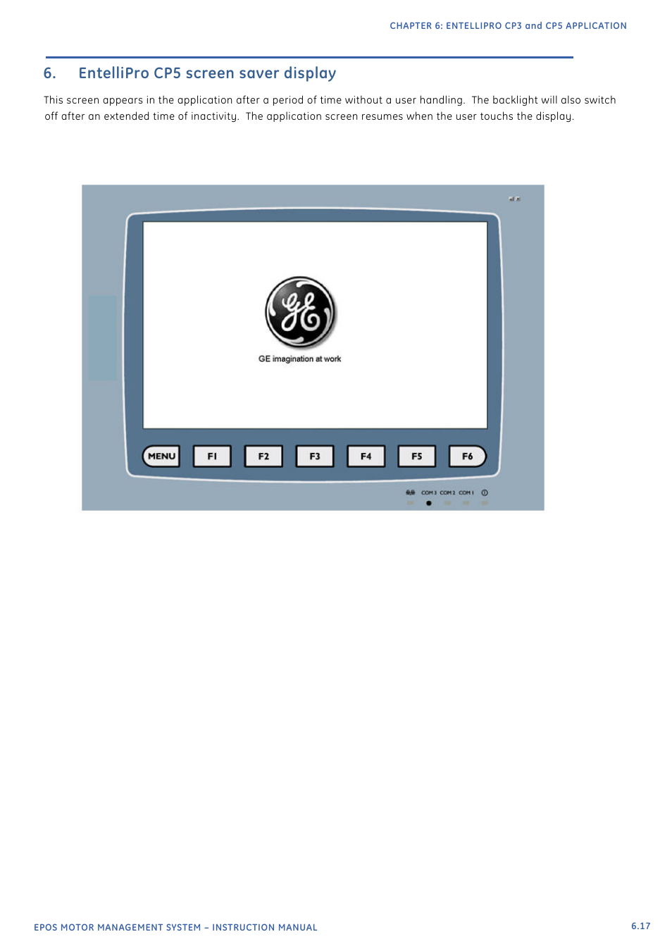  entellipro cp5 screen saver display | GE Industrial Solutions EntelliPro ES User Manual | Page 252 / 259