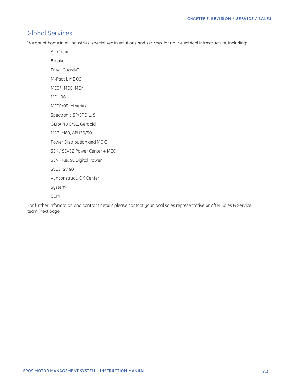 Global services | GE Industrial Solutions EntelliPro ES User Manual | Page 258 / 259