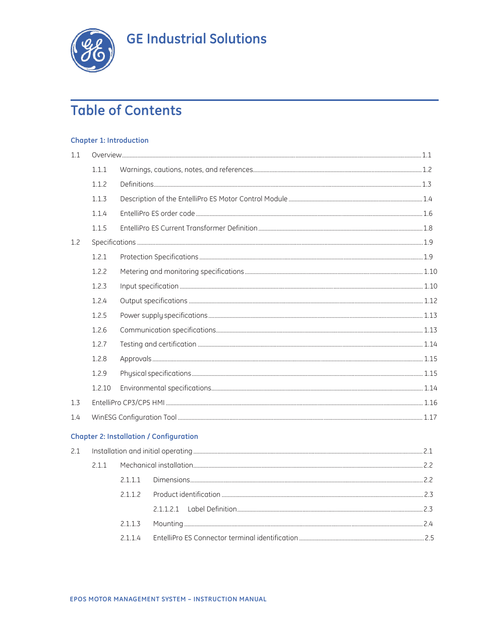 GE Industrial Solutions EntelliPro ES User Manual | Page 3 / 259