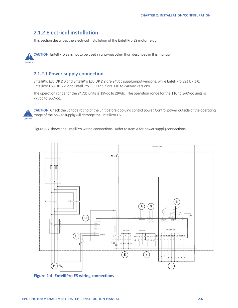 2 electrical installation, 1 power supply connection | GE Industrial Solutions EntelliPro ES User Manual | Page 31 / 259