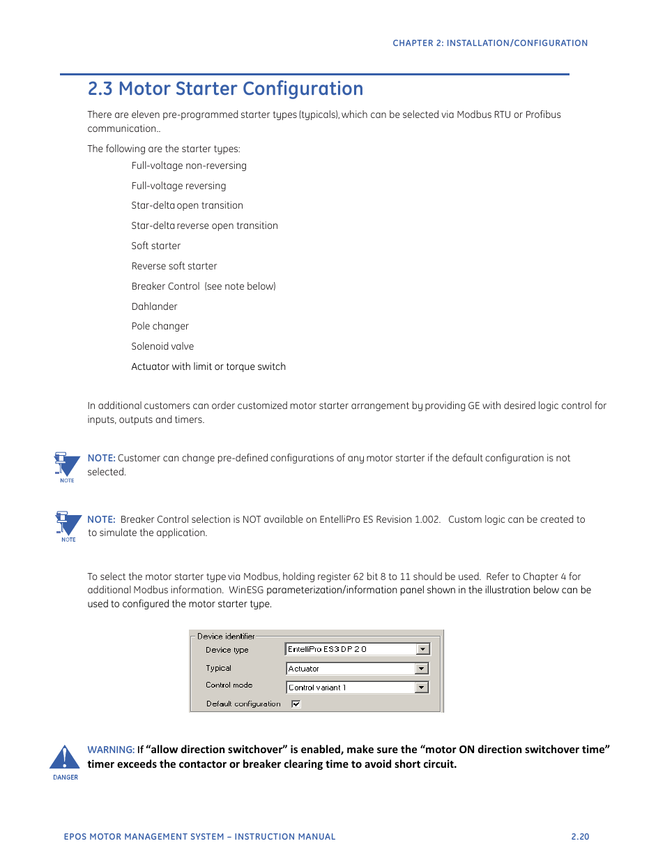3 motor starter configuration | GE Industrial Solutions EntelliPro ES User Manual | Page 45 / 259