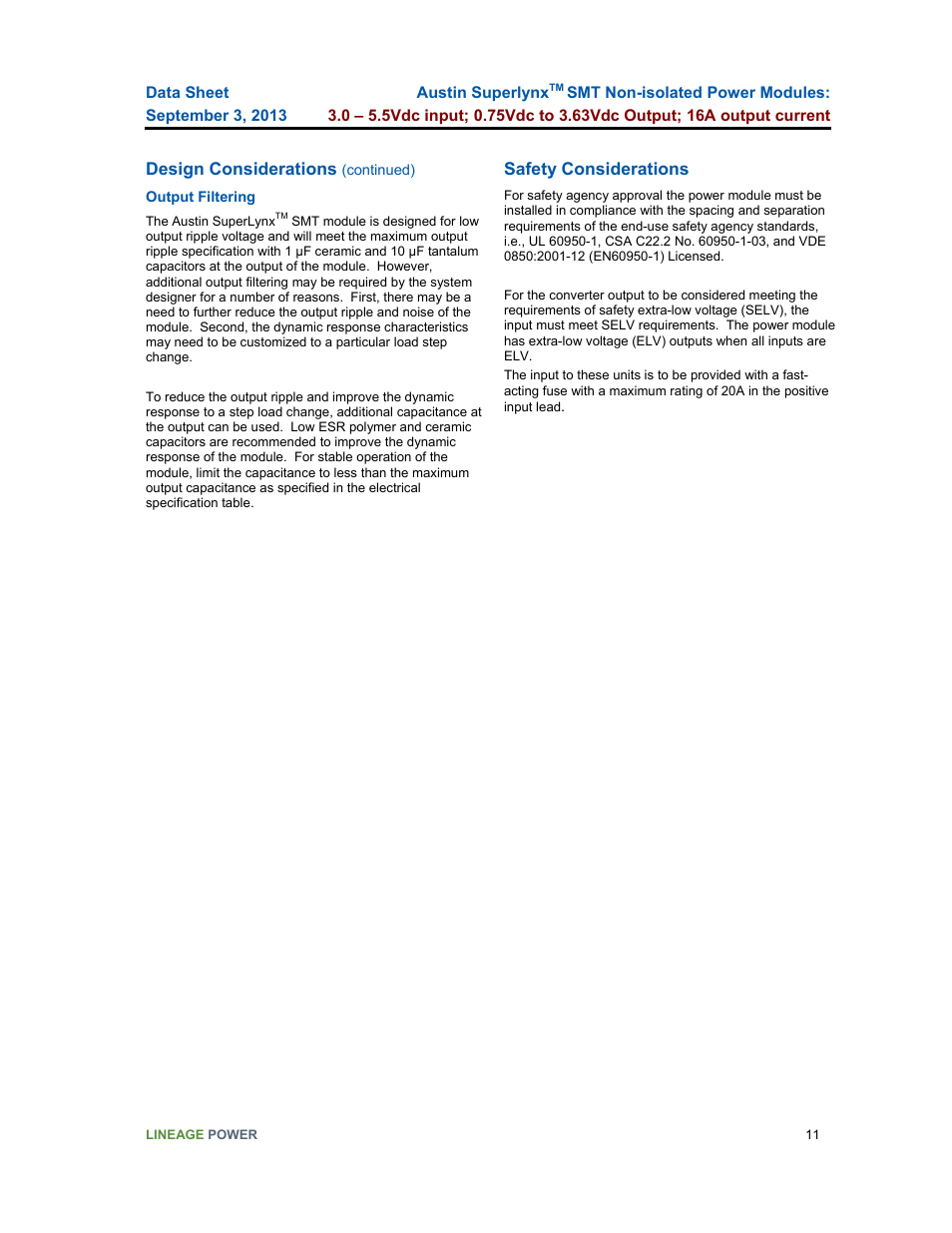 GE Industrial Solutions Austin SuperLynx SMT User Manual | Page 11 / 21