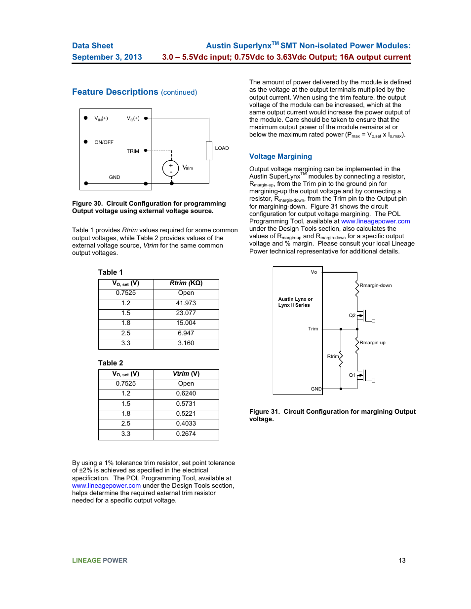 Feature descriptions, Austin superlynx | GE Industrial Solutions Austin SuperLynx SMT User Manual | Page 13 / 21